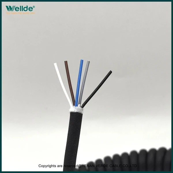 High Quality Coiled Spiral Cable 5 Core high quality