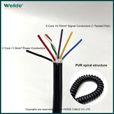 7 Core PUR spiralni uvlačivi kabel